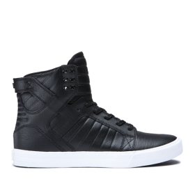 Supra Mens SKYTOP Black/White High Top Shoes | CA-78727